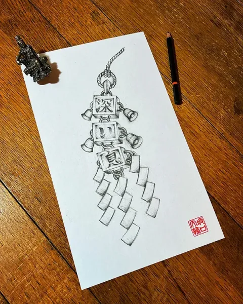 Secure this exclusive original concept. Book this bespoke traditional Japanese talisman design with experienced artist Daisuke Sakaguchi at Silent Moon Tattoo (London SE16).