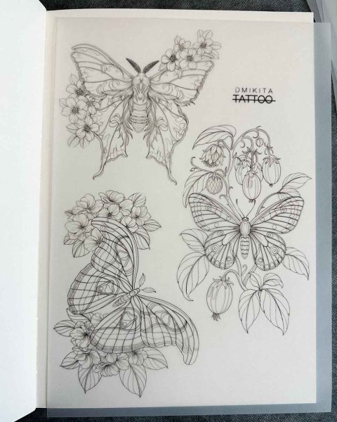 Available moth and butterfly flash tattoos by Dominika at Silent Moon, our private tattoo studio in Bermondsey, South East London.