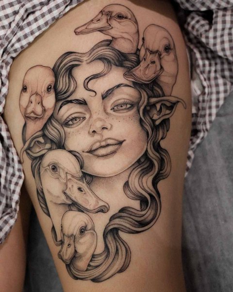 Fine line illustrative tattoo by Dominika at Silent Moon, our private tattoo studio in Bermondsey, South East London.