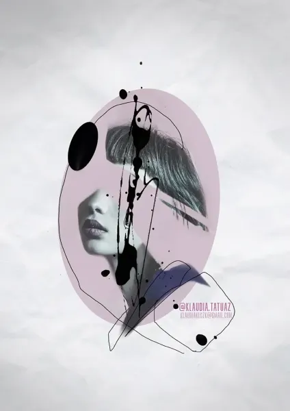 Claim this moody abstract realism ink drip portrait! Secure your next avant-garde custom piece with 15-year veteran artist Klaudia at Silent Moon Tattoo (London SE16).