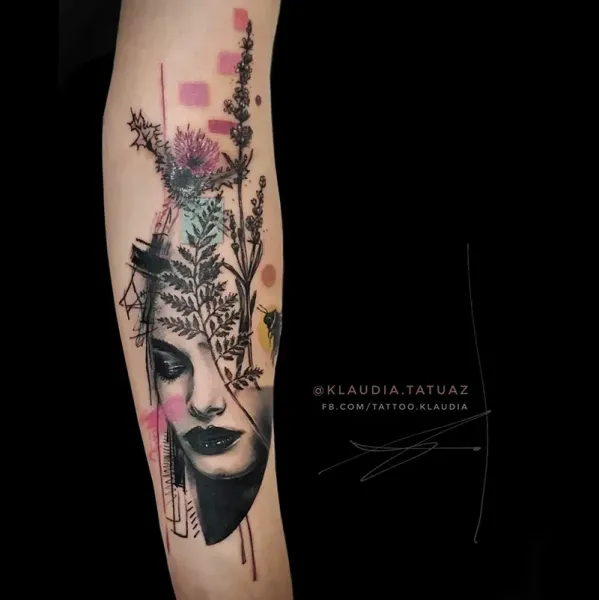 Transform your botanical surrealism vision into reality! Book your custom mixed-media nature portrait with 15-year veteran artist Klaudia at Silent Moon Tattoo (London SE16).
