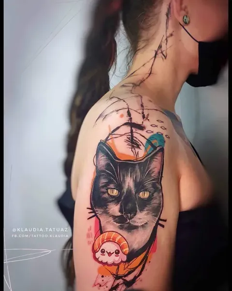 Transform your pet portrait vision into reality! Book your custom mixed-media abstract realism piece with 15-year veteran artist Klaudia at Silent Moon Tattoo (London SE16).