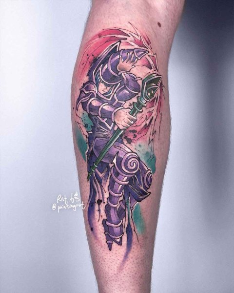 Colour Dark Magician anime tattoo by guest artist Peng at Silent Moon, our private tattoo studio in Bermondsey, South East London.
