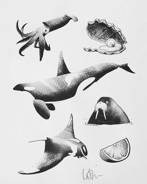 Available ocean and sea life tattoo designs by Robin at Silent Moon, our private tattoo studio in Bermondsey, South East London.
