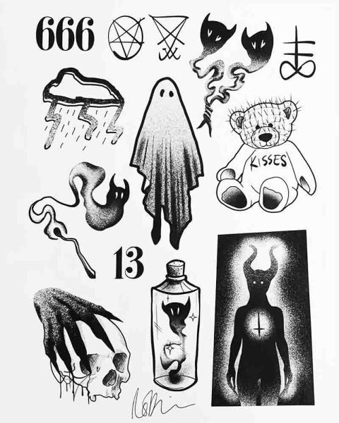 Available dark and spooky tattoo designs by Robin at Silent Moon, our private tattoo studio in Bermondsey, South East London.