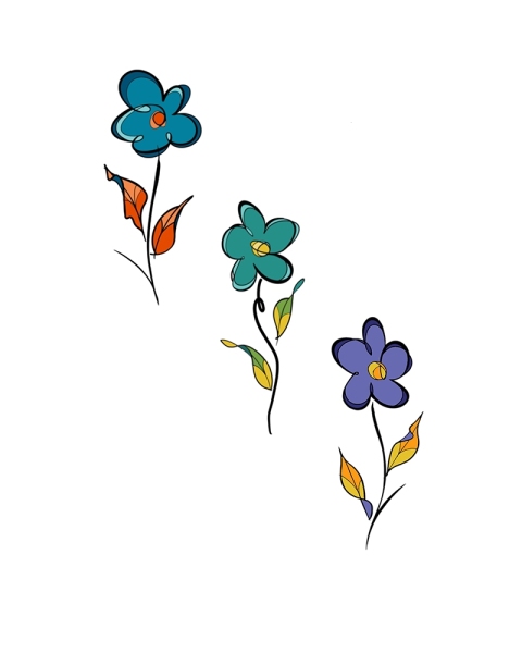 Available colourful flower tattoo design by Robin at Silent Moon, our private tattoo studio in Bermondsey, South East London.
