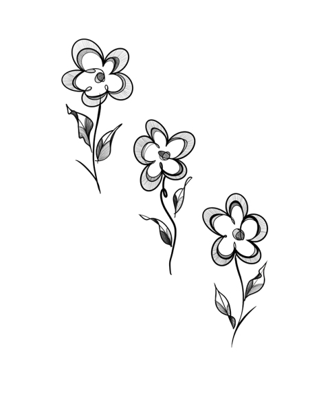 Available small flower tattoo design by Robin at Silent Moon, our private tattoo studio in Bermondsey, South East London.