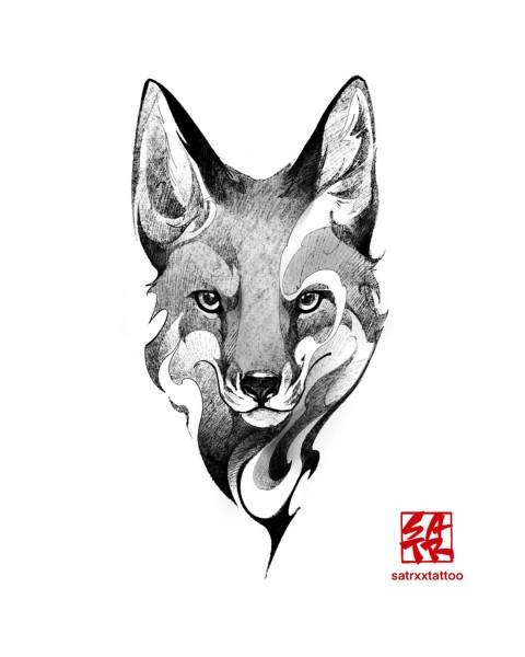 Available fox head tattoo design by Satrxx at Silent Moon, our private tattoo studio in Bermondsey, South East London.