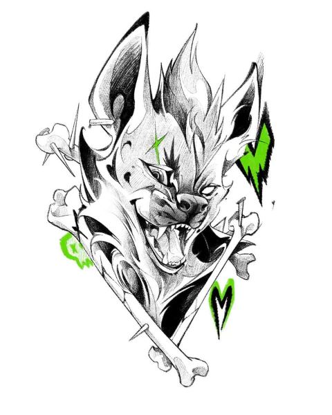 Available laughing hyena tattoo design by Satrxx at Silent Moon, our private tattoo studio in Bermondsey, South East London.