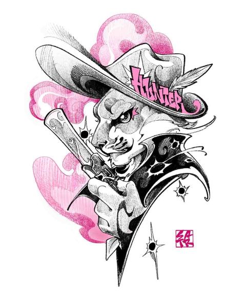 Available Western gunslinger tattoo design by Satrxx at Silent Moon, our private tattoo studio in Bermondsey, South East London.