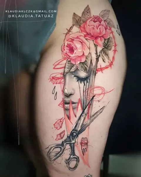Transform your dark surrealism concepts into reality! Book your custom mixed-media abstract portrait piece with 15-year veteran artist Klaudia at Silent Moon Tattoo (London SE16).