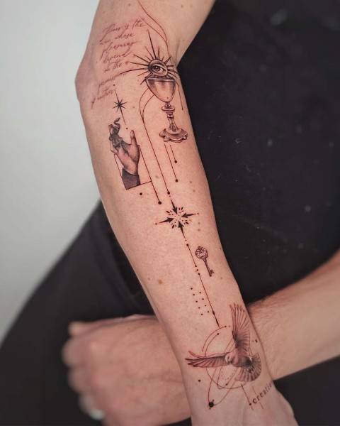 Micro-realism forearm sleeve tattoo by Klaudia at Silent Moon, our private tattoo studio in Bermondsey, South East London.