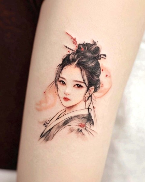 Micro-realism ink wash portrait tattoo by Klaudia at Silent Moon, our private tattoo studio in Bermondsey, South East London.